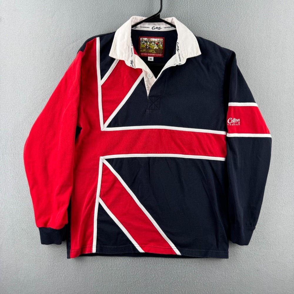 England Rugby Shirt Mens Medium Blue Cotton Long Sleeve Cotton Traders